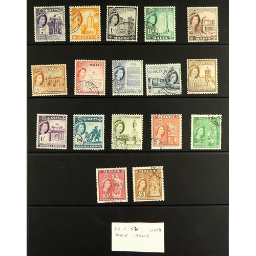 821 - MALTA 1885-2000's MOSTLY USED COLLECTION on stock pages, includes 1886 5s used, 1899-1901 set used, ... 