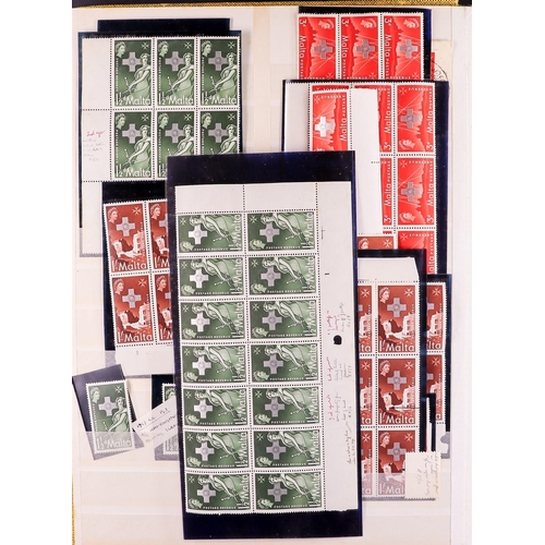 825 - MALTA 1938-1986 COLLECTION/ACCUMULATION of never hinged mint mostly corner plate number & imprint BL... 