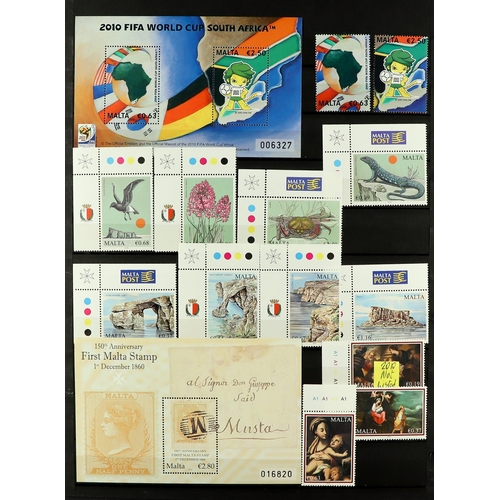 826 - MALTA 1953 - 2013 NEVER HINGED MINT collection in 2 albums, appears complete for sets, miniature she... 