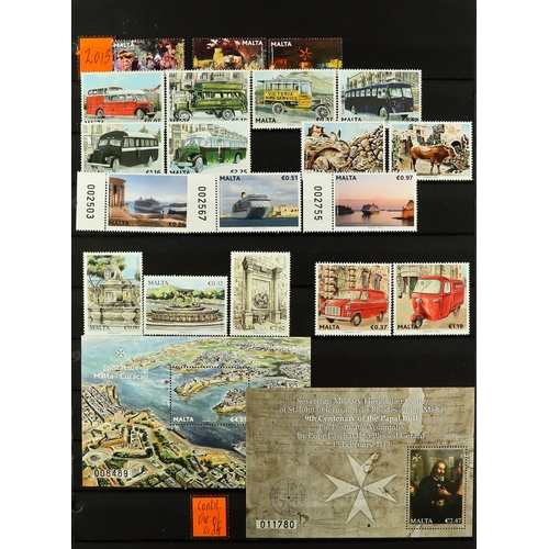 826 - MALTA 1953 - 2013 NEVER HINGED MINT collection in 2 albums, appears complete for sets, miniature she... 