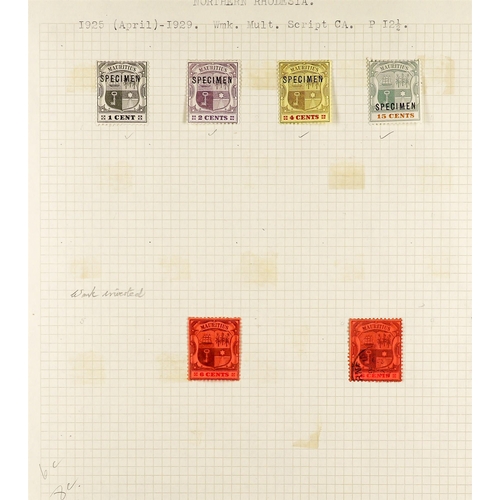 827 - MAURITIUS 1858 – 1910 BALANCE OF A SPECIALISED COLLECTION of around 300 mint and used items on 17 al... 