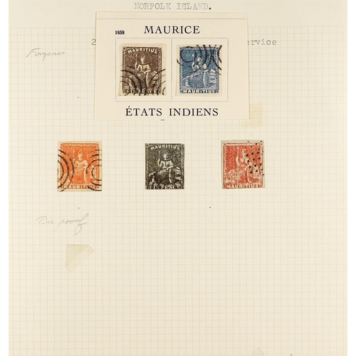 827 - MAURITIUS 1858 – 1910 BALANCE OF A SPECIALISED COLLECTION of around 300 mint and used items on 17 al... 