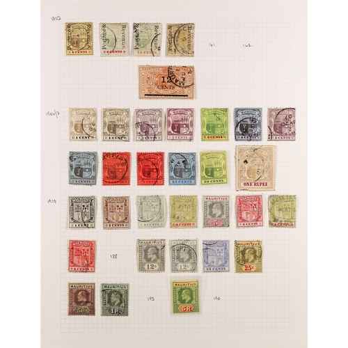 828 - MAURITIUS 1879 - 1967 COLLECTION of around 275 used stamps on album pages, stc £1800+. Lot 828 [b]