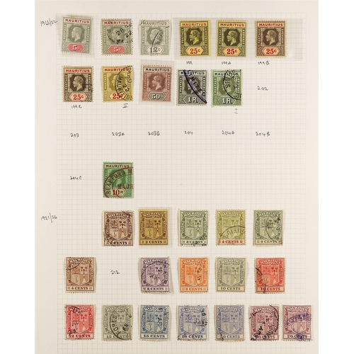 828 - MAURITIUS 1879 - 1967 COLLECTION of around 275 used stamps on album pages, stc £1800+. Lot 828 [b]