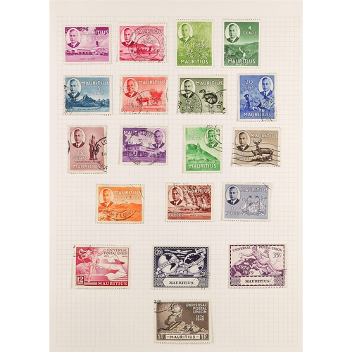 828 - MAURITIUS 1879 - 1967 COLLECTION of around 275 used stamps on album pages, stc £1800+. Lot 828 [b]