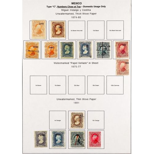 832 - MEXICO 1872 - 1910 EXTENSIVE COLLECTION of over 300 mint & used stamps with a degree of specialisati... 