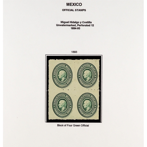 835 - MEXICO OFFICIALS 1894 - 1911 COLLECTION of 110+ mint & used stamps on album pages, note 1894 blue Hi... 