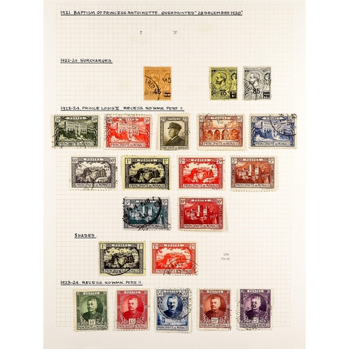 837 - MONACO 1922 - 1949 COLLECTION of several 100's chiefly very fine used stamps on album pages, many co... 