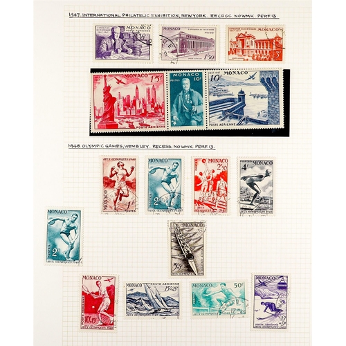 837 - MONACO 1922 - 1949 COLLECTION of several 100's chiefly very fine used stamps on album pages, many co... 