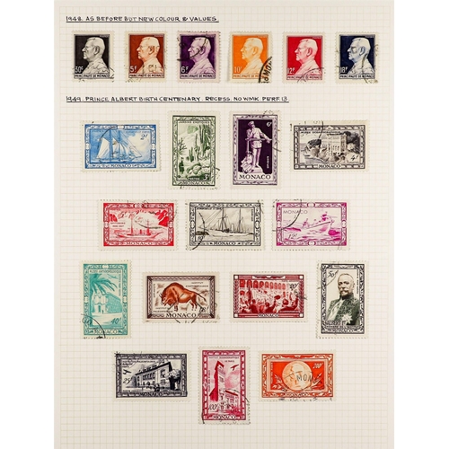 837 - MONACO 1922 - 1949 COLLECTION of several 100's chiefly very fine used stamps on album pages, many co... 