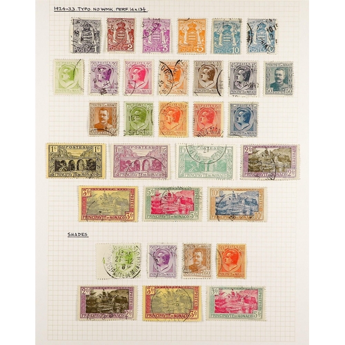 837 - MONACO 1922 - 1949 COLLECTION of several 100's chiefly very fine used stamps on album pages, many co... 