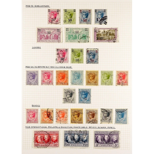 837 - MONACO 1922 - 1949 COLLECTION of several 100's chiefly very fine used stamps on album pages, many co... 