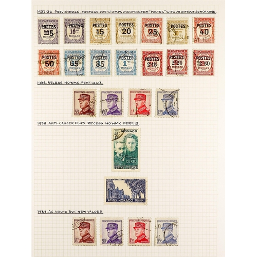 837 - MONACO 1922 - 1949 COLLECTION of several 100's chiefly very fine used stamps on album pages, many co... 