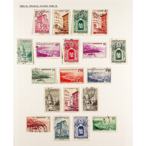 837 - MONACO 1922 - 1949 COLLECTION of several 100's chiefly very fine used stamps on album pages, many co... 