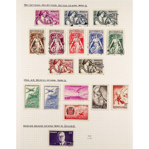 837 - MONACO 1922 - 1949 COLLECTION of several 100's chiefly very fine used stamps on album pages, many co... 