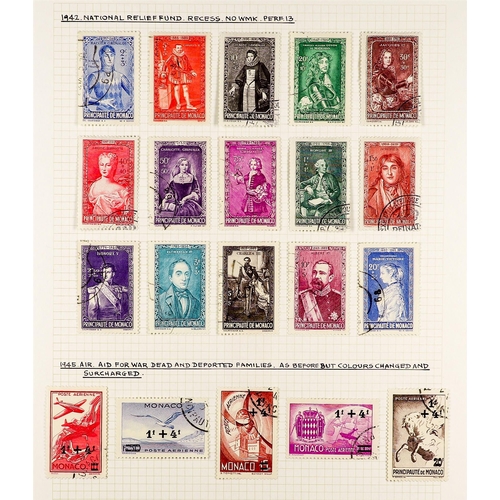 837 - MONACO 1922 - 1949 COLLECTION of several 100's chiefly very fine used stamps on album pages, many co... 