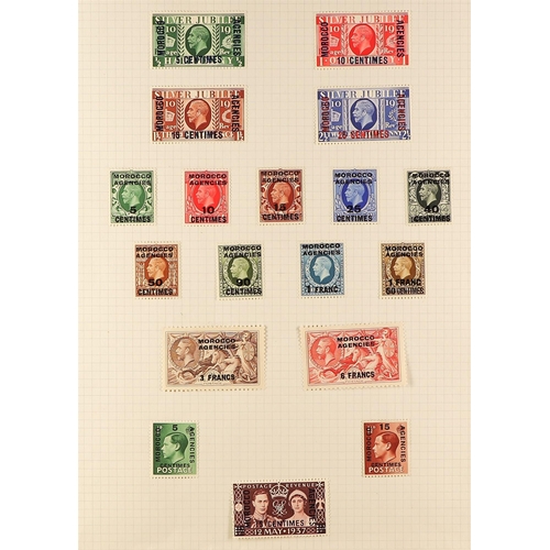 844 - MOROCCO AGENCIES 1907 - 1949 MINT COLLECTION of around 200 stamps on 9 album pages (gaps where used ... 