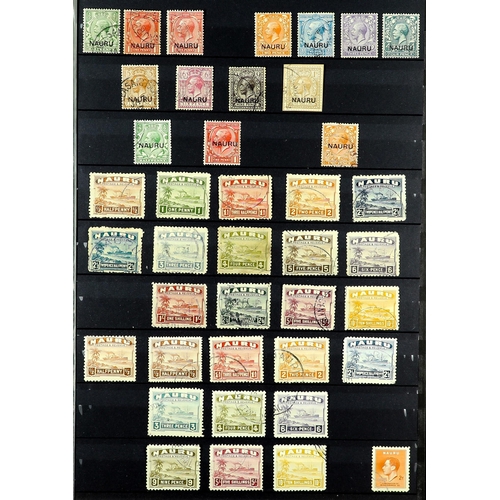 856 - NAURU 1916 - 1948 COLLECTION of 40 used stamps on protective page, includes Freighters to 5s & 10s, ... 