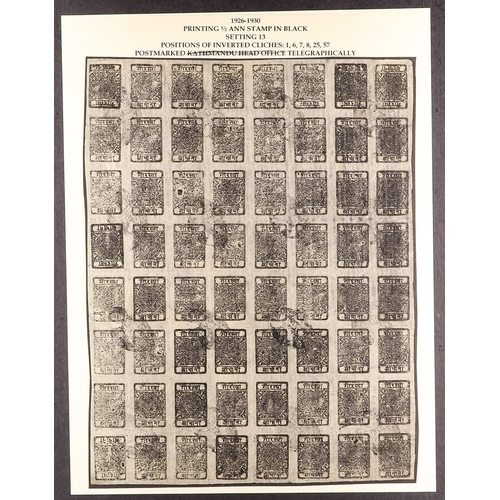 857 - NEPAL 1917-30 ½a black imperforate from setting 13, SG 34/a (Scott 10/a, Hellrigl 33), complete shee... 