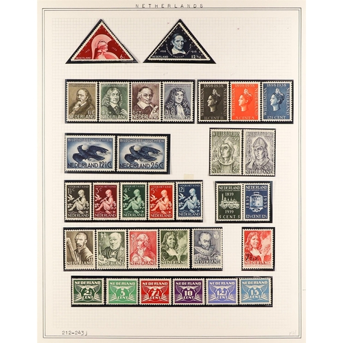 866 - NETHERLANDS 1924 - 1967 NEVER HINGED MINT COLLECTION around 280 stamps on album pages, complete sets... 