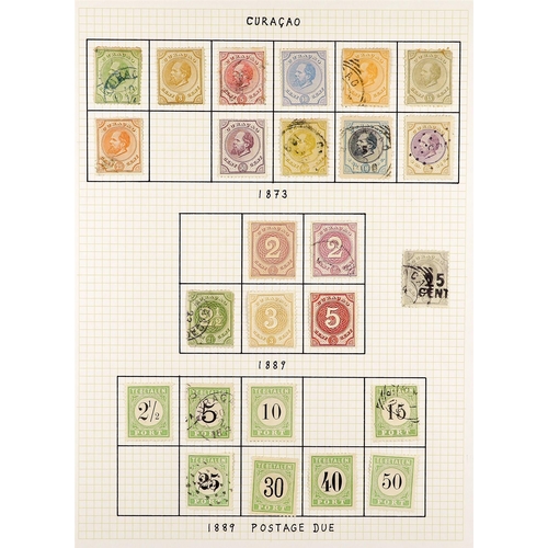 872 - NETHERLAND COLONIES CURACAO 1873 - 1891 collection of 25 mint and used stamps on album pages, cat £1... 