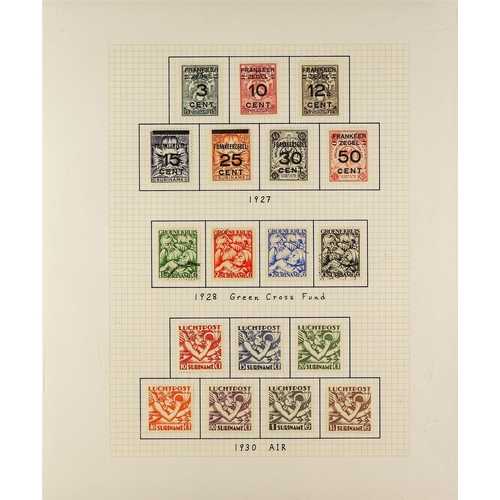 874 - NETHERLAND COLONIES SURINAME 1926 - 1948 COLLECTION of 150+ mint and used stamps on album pages, chi... 