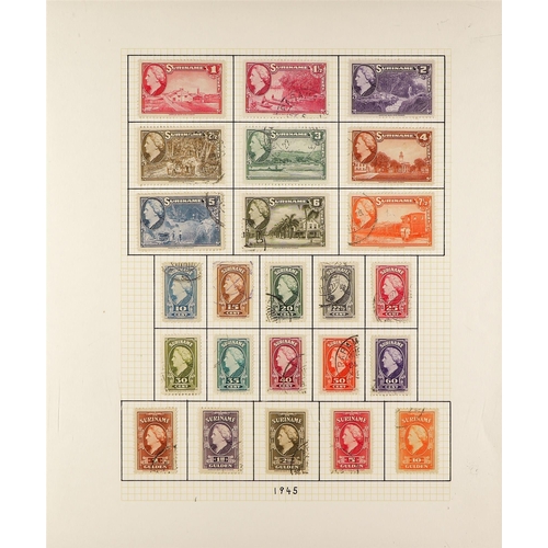 874 - NETHERLAND COLONIES SURINAME 1926 - 1948 COLLECTION of 150+ mint and used stamps on album pages, chi... 