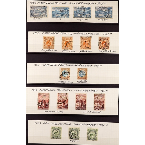 884 - NEW ZEALAND 1899 - 1903 PICTORIALS collection 40+ used stamps, 1899 perf 11 no wmk with all values (... 