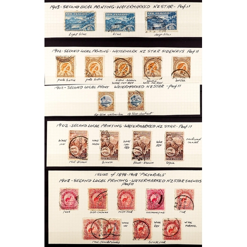 886 - NEW ZEALAND 1902 - 1907 PICTORIALS SPECIALISED COLLECTION of 75 used stamps, note 1902-07 NZ single ... 