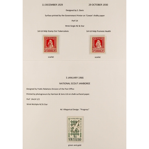 890 - NEW ZEALAND 1920 - 1966 NEVER HINGED MINT collection in album, some semi-specialisation incl shades,... 