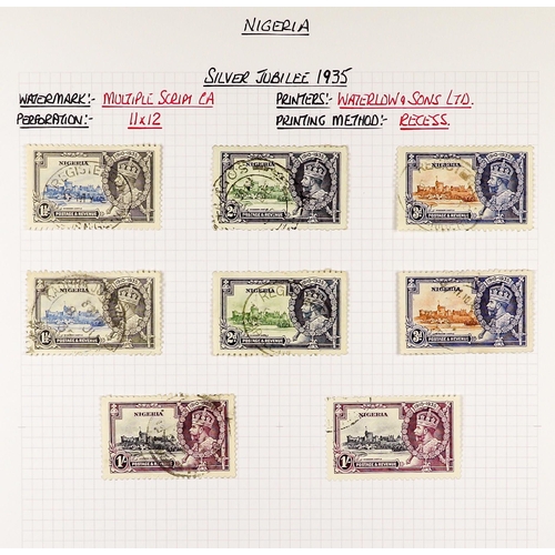 910 - NIGERIA 1914 - 1935  COLLECTION of over 110 used stamps with some semi-specialisation of shades, pap... 