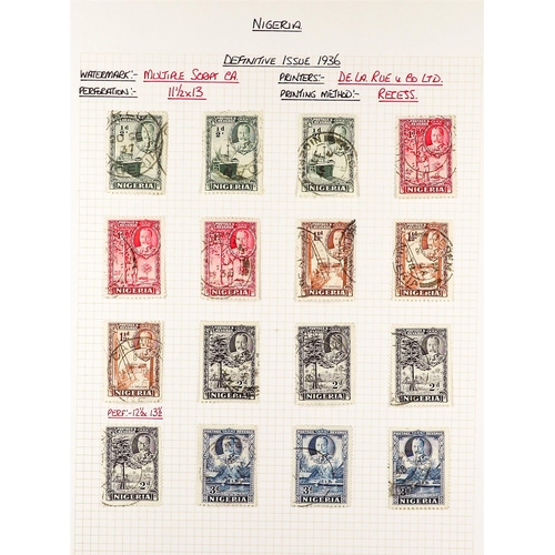 910 - NIGERIA 1914 - 1935  COLLECTION of over 110 used stamps with some semi-specialisation of shades, pap... 