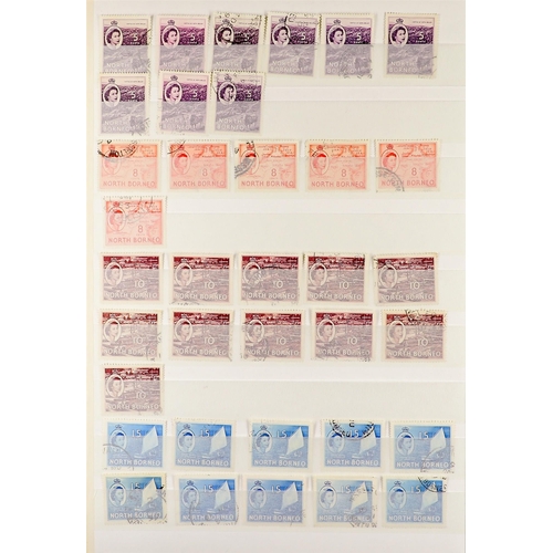 914 - NORTH BORNEO 1883 - 1961 USED ACCUMULATION of North Borneo (1500+ stamps) & Labuan (200+ stamps) in ... 