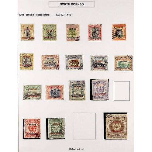 916 - NORTH BORNEO 1886 - 1931 FINE USED COLLECTION of over 180 stamps on leaves, note 1886-87 2c, 1889 to... 