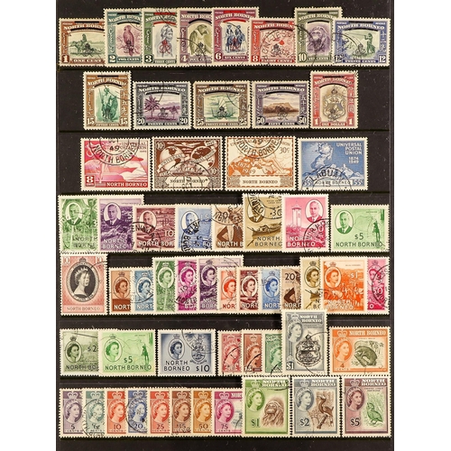 917 - NORTH BORNEO 1894 - 1961 USED COLLECTION of around 90 cds cancelled stamps (no remainder cancellatio... 