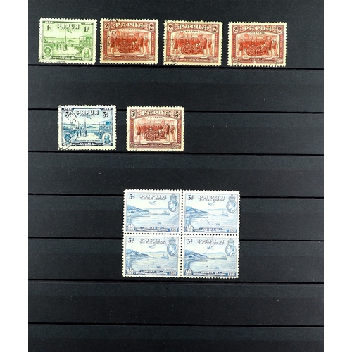 939 - PAPUA 1932 - 1940 USED ASSEMBLY. Over 40 stamps on protective pages, 1932-40 most vals to 10s & £1, ... 