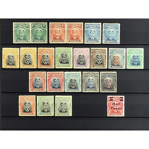 959 - RHODESIA 1910 - 1919 COLLECTION of approx 80 mint stamps on protective page, note Double Heads to 3s... 