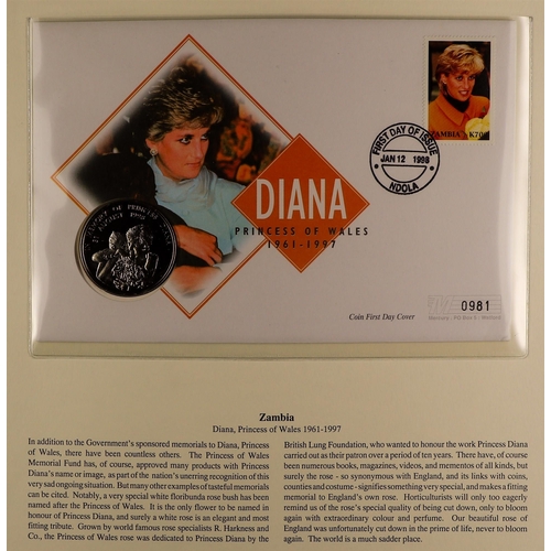 98 - DIANA PRINCESS OF WALES 1997-2001 world collection of never hinged mint stamps & mini-sheets and com... 