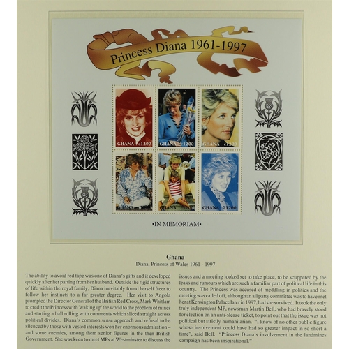 98 - DIANA PRINCESS OF WALES 1997-2001 world collection of never hinged mint stamps & mini-sheets and com... 