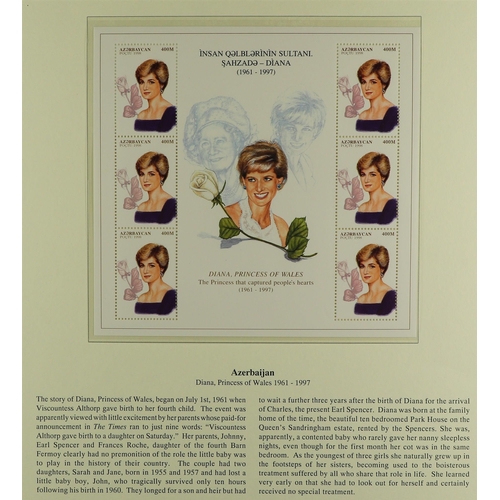 98 - DIANA PRINCESS OF WALES 1997-2001 world collection of never hinged mint stamps & mini-sheets and com... 