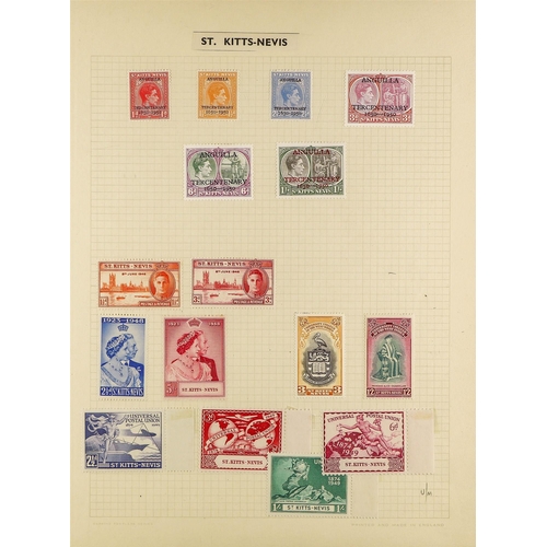 984 - ST KITTS-NEVIS 1937 - 1952 MINT COLLECTION of 68 stamps on album pages, note 1938-50 set with the di... 