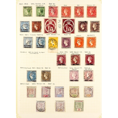 989 - ST VINCENT 1861 - 1899 USED COLLECTION of over 60 stamps on pages, note 1861 1d, 1862 6d, 1862-68 1d... 