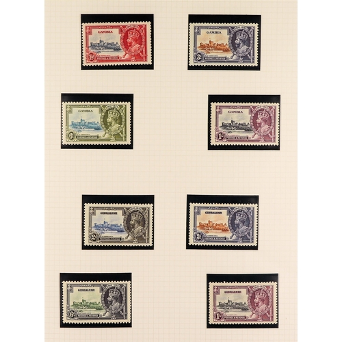 82 - 1935 SILVER JUBILEE Omnibus sets mint collection in hingeless mounts on pages, complete (less Egypt ... 