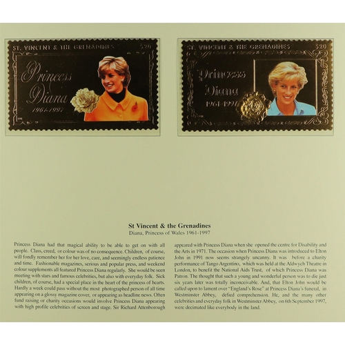 98 - DIANA PRINCESS OF WALES 1997-2001 world collection of never hinged mint stamps & mini-sheets and com... 