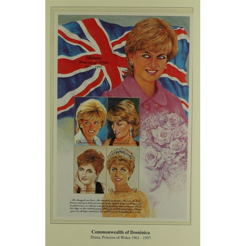 98 - DIANA PRINCESS OF WALES 1997-2001 world collection of never hinged mint stamps & mini-sheets and com... 