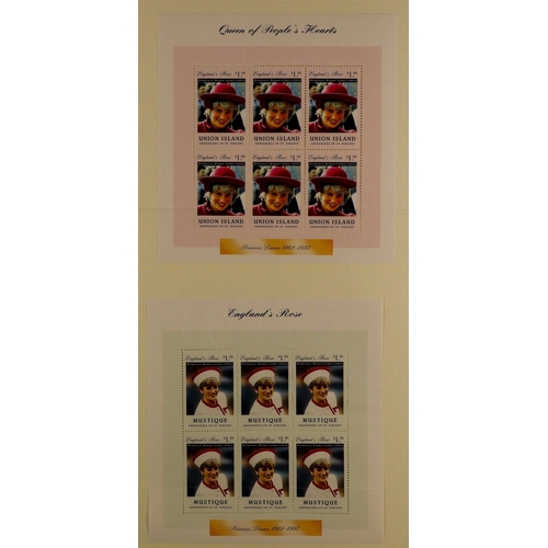 98 - DIANA PRINCESS OF WALES 1997-2001 world collection of never hinged mint stamps & mini-sheets and com... 