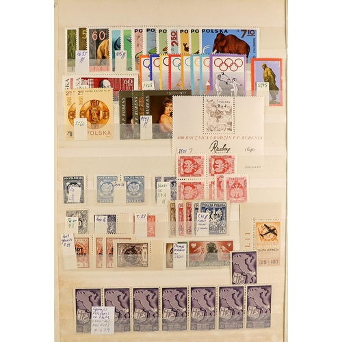 105 - WORLD WIDE MINT / NEVER HINGED MINT STAMPS in stock books, packets, glassine envelopes, on stock car... 