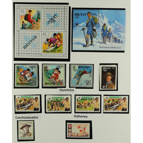 144 - SCOUTS 1950's-2010's world collection in hingeless mounts in two albums, mostly never hinged mint st... 