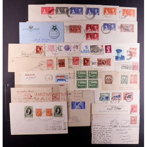 170 - MARITIME COVERS / CARDS collection annotated on album pages and loose, includes a collection of 18 Q... 