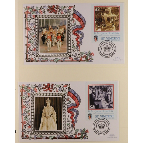 213 - 2003 CORONATION ANNIVERSARY British commonwealth collection of special illustrated unaddressed Benha... 